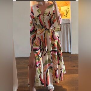 H&M KAFTAN DRESS WITH lACING.